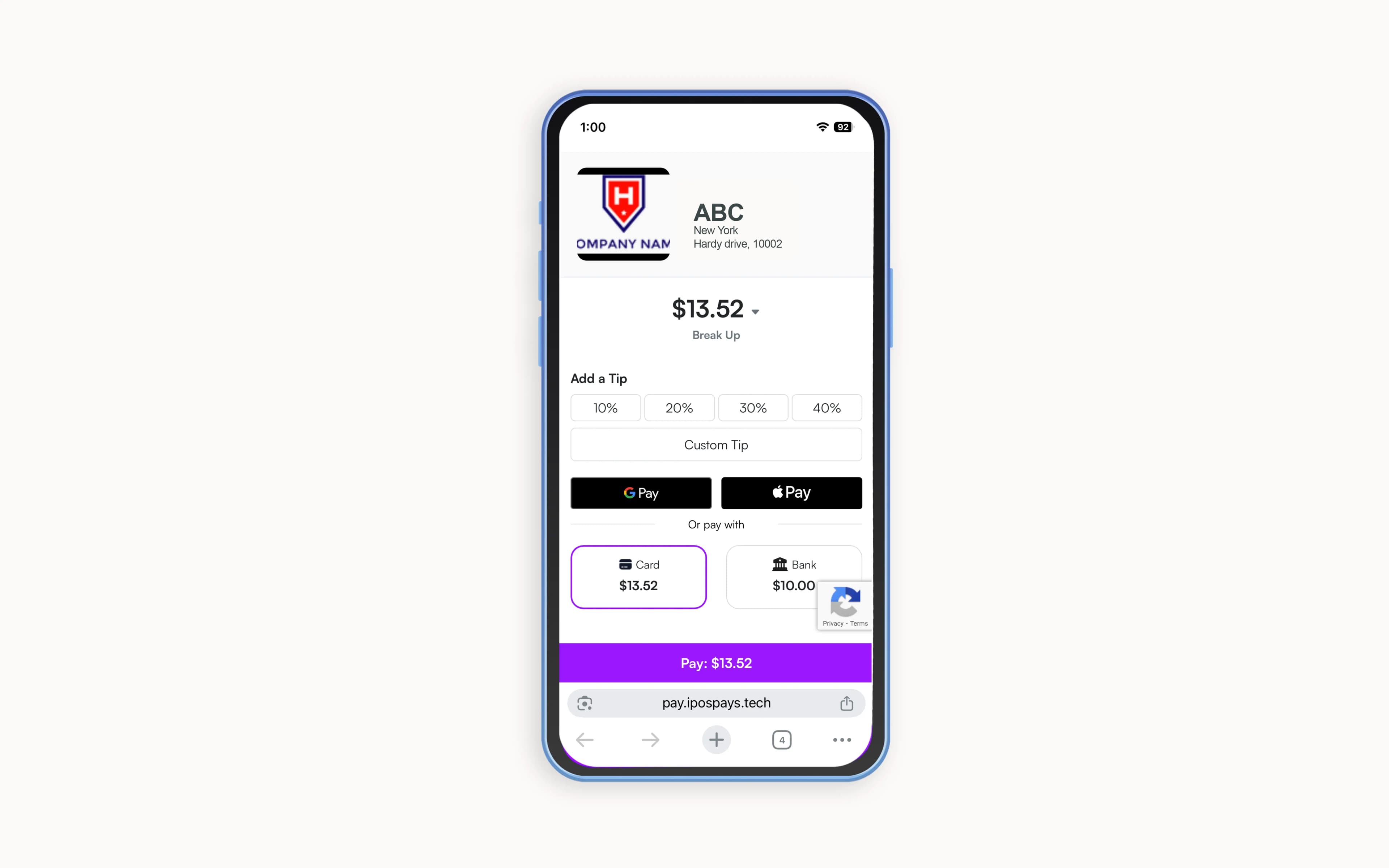 The payment page that appears when the customer scans the QR code on the iPOSgo! app has also been updated.
